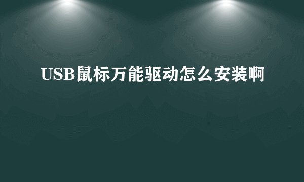 USB鼠标万能驱动怎么安装啊