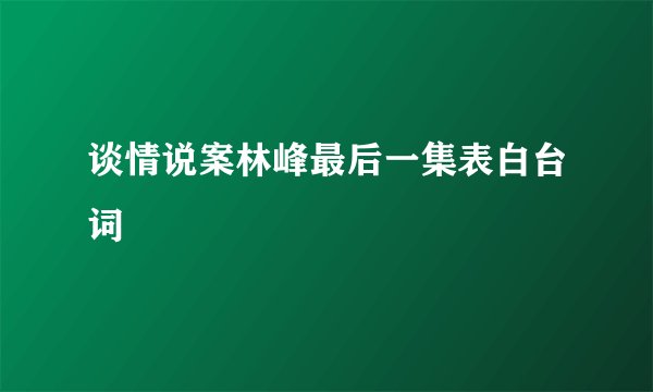 谈情说案林峰最后一集表白台词