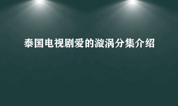 泰国电视剧爱的漩涡分集介绍