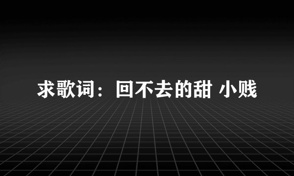 求歌词：回不去的甜 小贱