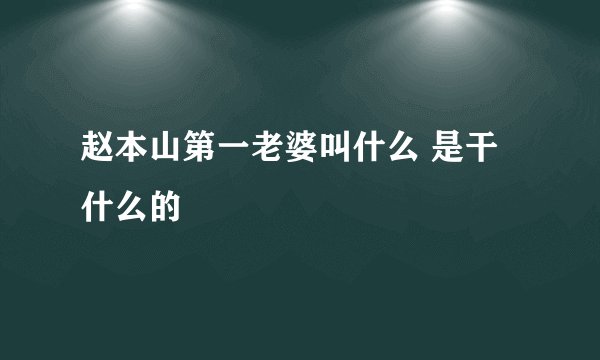 赵本山第一老婆叫什么 是干什么的