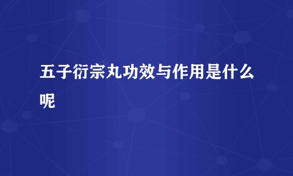 五子衍宗丸功效与作用是什么呢