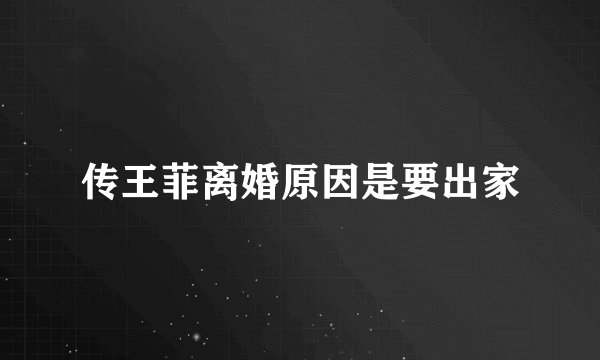 传王菲离婚原因是要出家