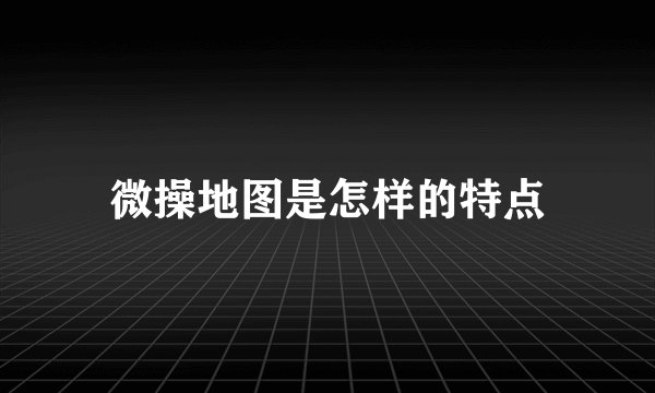 微操地图是怎样的特点
