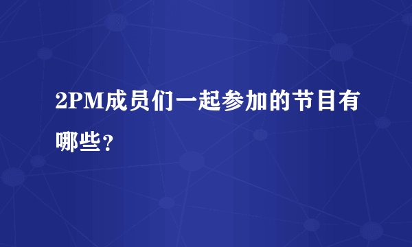 2PM成员们一起参加的节目有哪些？