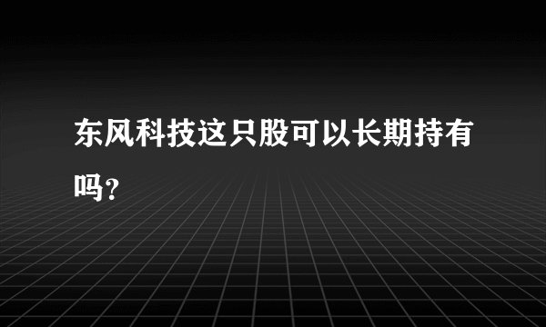 东风科技这只股可以长期持有吗？