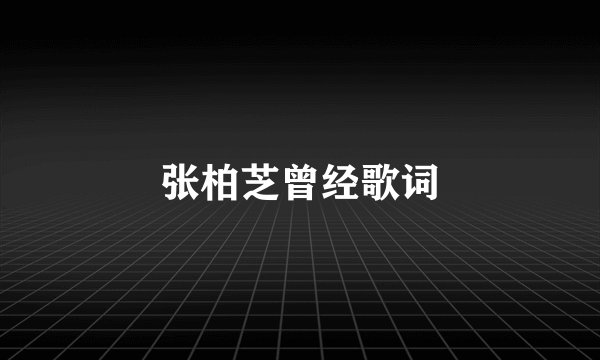 张柏芝曾经歌词
