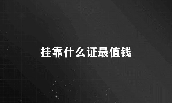 挂靠什么证最值钱