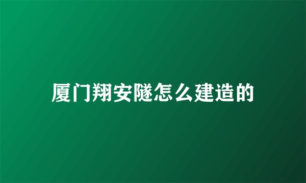 厦门翔安隧怎么建造的