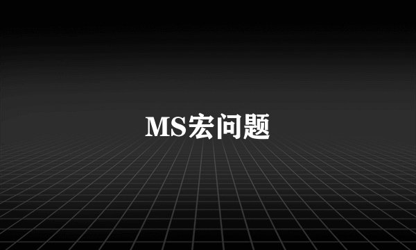 MS宏问题
