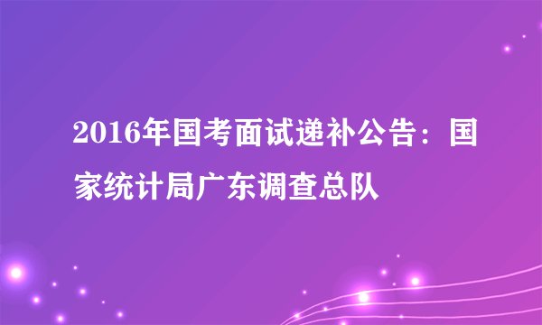 2016年国考面试递补公告:国家统计局广东调查总队