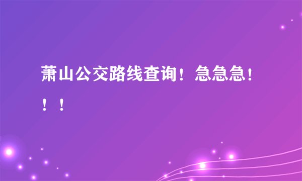 萧山公交路线查询！急急急！！！