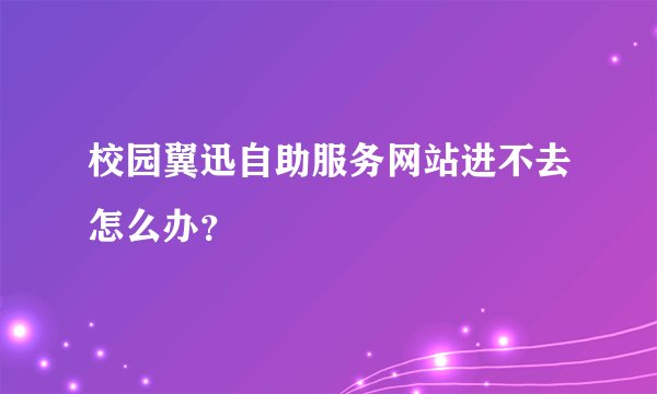 校园翼迅自助服务网站进不去怎么办？