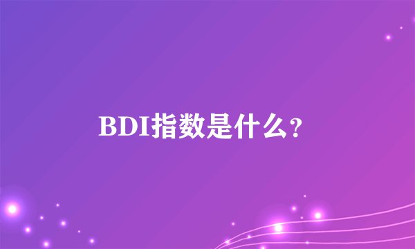 BDI指数是什么？
