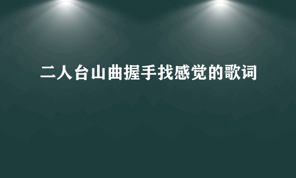 二人台山曲握手找感觉的歌词