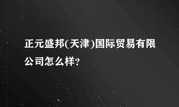 正元盛邦(天津)国际贸易有限公司怎么样？
