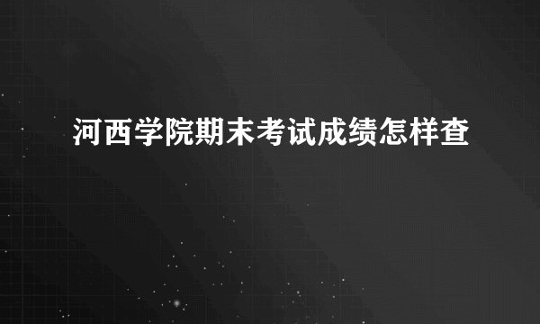 河西学院期末考试成绩怎样查
