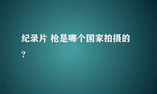 纪录片 枪是哪个国家拍摄的？