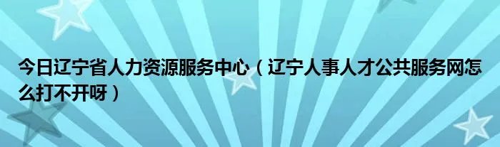 今日辽宁省人力资源服务中心（辽宁人事人才公共服务网怎么打不开呀）