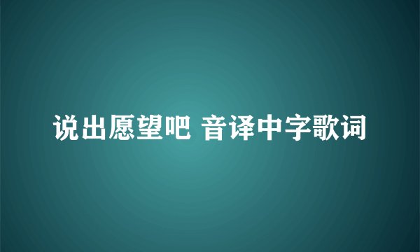 说出愿望吧 音译中字歌词