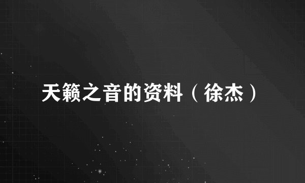 天籁之音的资料（徐杰）