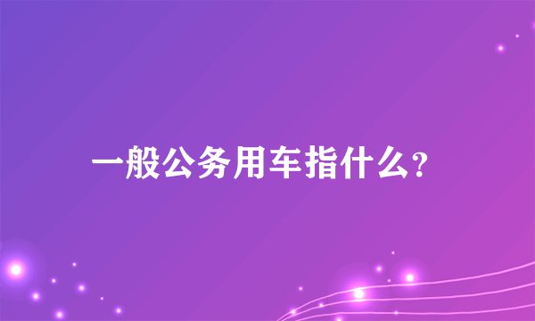 一般公务用车指什么？
