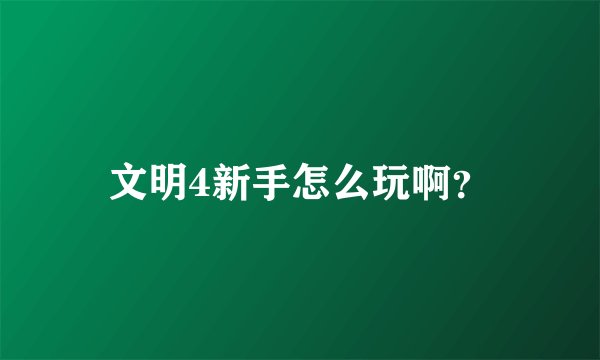 文明4新手怎么玩啊？
