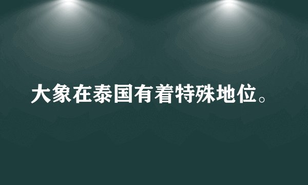 大象在泰国有着特殊地位。