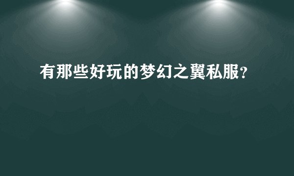 有那些好玩的梦幻之翼私服？
