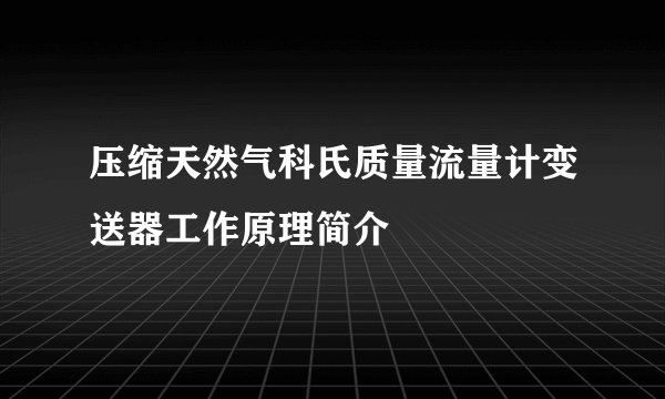压缩天然气科氏质量流量计变送器工作原理简介