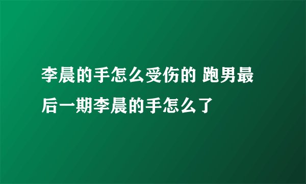 李晨的手怎么受伤的 跑男最后一期李晨的手怎么了