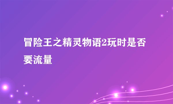 冒险王之精灵物语2玩时是否要流量