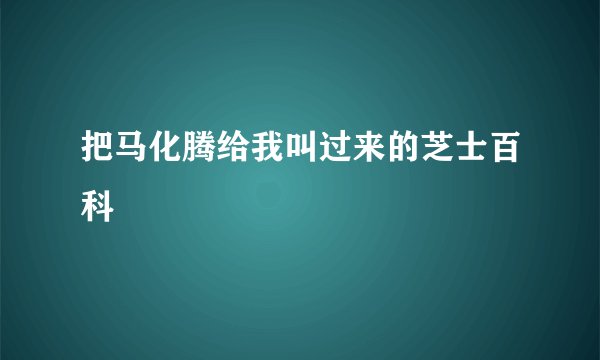 把马化腾给我叫过来的芝士百科