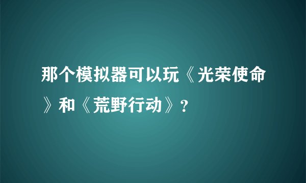 那个模拟器可以玩《光荣使命》和《荒野行动》?