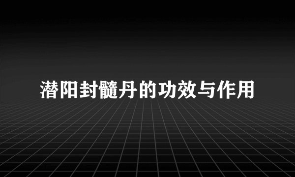 潜阳封髓丹的功效与作用