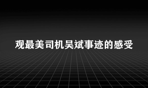 观最美司机吴斌事迹的感受