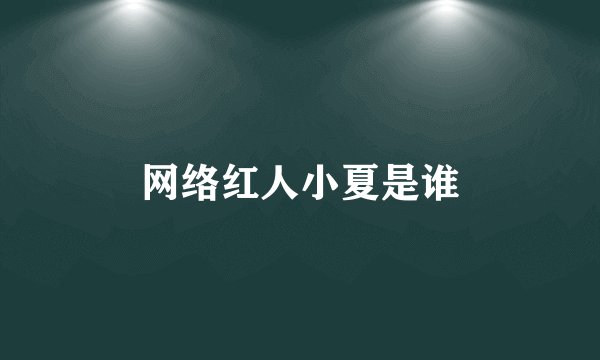 网络红人小夏是谁