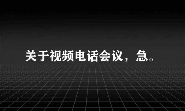 关于视频电话会议，急。