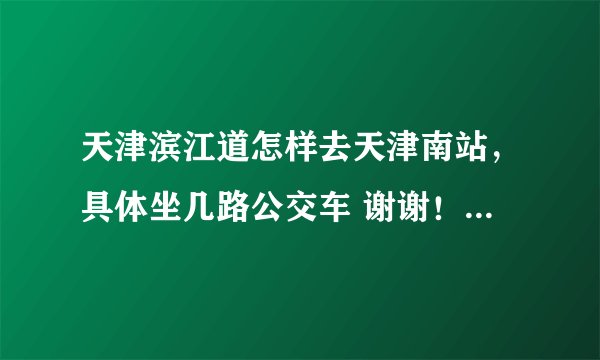 天津滨江道怎样去天津南站，具体坐几路公交车 谢谢！具体些啊