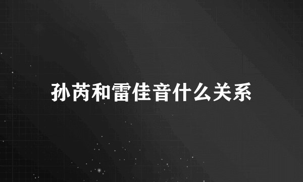 孙芮和雷佳音什么关系
