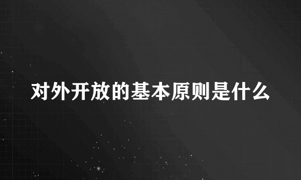 对外开放的基本原则是什么