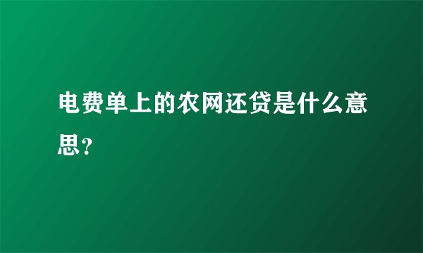 电费单上的农网还贷是什么意思？