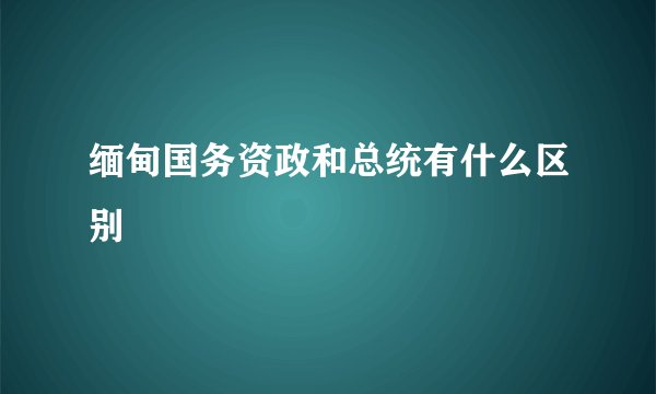 缅甸国务资政和总统有什么区别