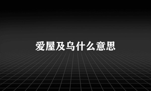 爱屋及乌什么意思