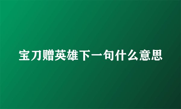 宝刀赠英雄下一句什么意思