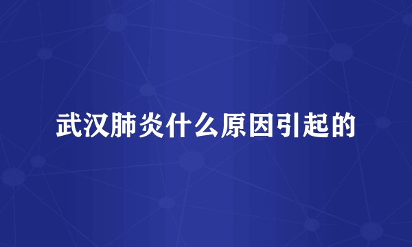 武汉肺炎什么原因引起的