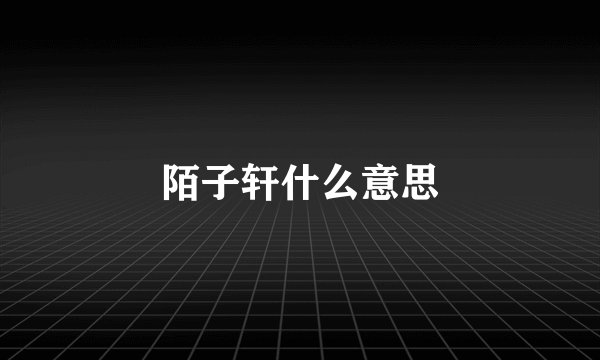 陌子轩什么意思