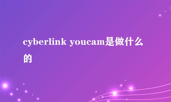 cyberlink youcam是做什么的