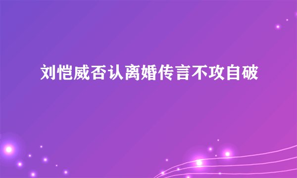 刘恺威否认离婚传言不攻自破