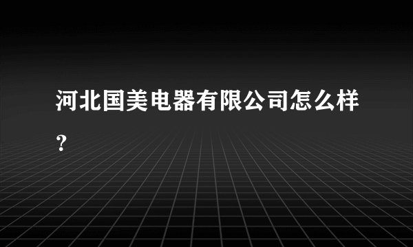 河北国美电器有限公司怎么样？